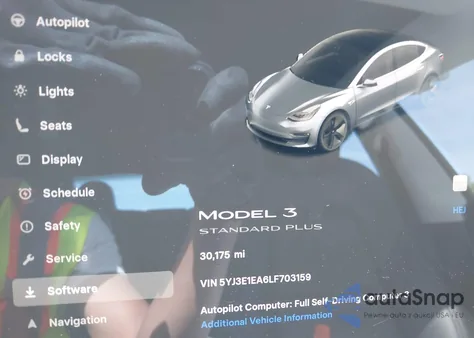 2020 Tesla Model 3 Standard Range Plus Rear-Wheel Drive/Standard Range Rear-Wheel Drive from USA, damaged, VIN 5YJ3E1EA6LF703159